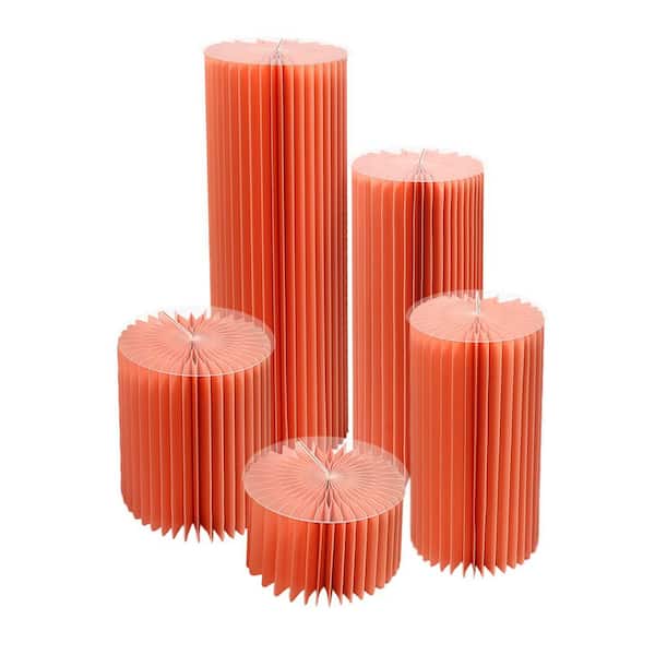 YIYIBYUS 39.4 in. H x 11.8 in. W Indoor/Outdoor Light Pink Foldable Cardboard PVC Cylinder Flower Stand (5-Pack)