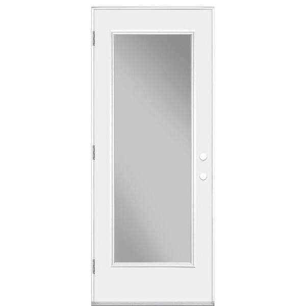 Masonite 32 in. x 80 in. Premium Full Lite Primed Right-Hand Outswing Steel Prehung Front Exterior Door No Brickmold