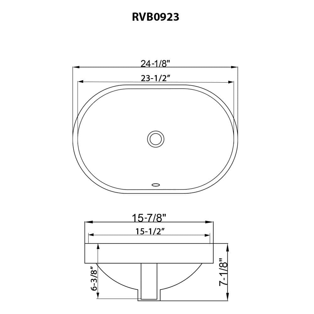 Ruvati 24'' White Ceramic Oval Bathroom Sink with Overflow