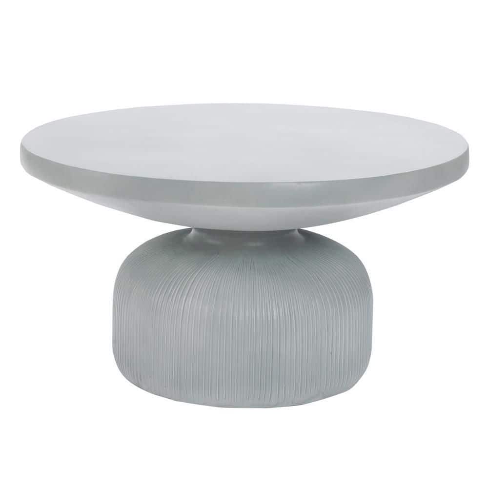 LuxenHome 29.5 in. Light Gray Round MgO Indoor and Outdoor