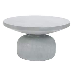 29.5 in. Light Gray Round MgO Indoor and Outdoor Coffee Table