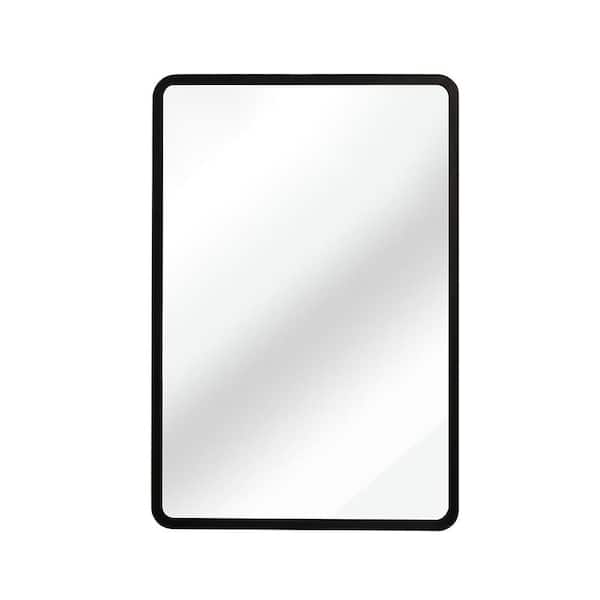 Black 16 in. W x 24 in. H Farmhose Rectangle Iron Framed Mirror Wall Mirror Vanity Mirror