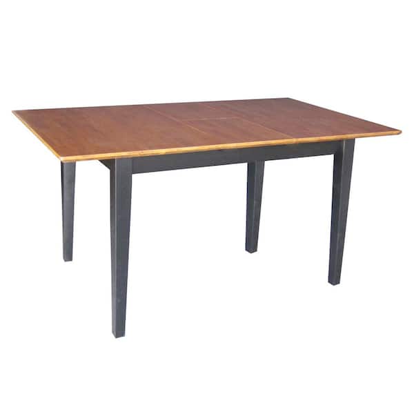 International Concepts Black and Cherry Extendable Butterfly Leaf Dining Table