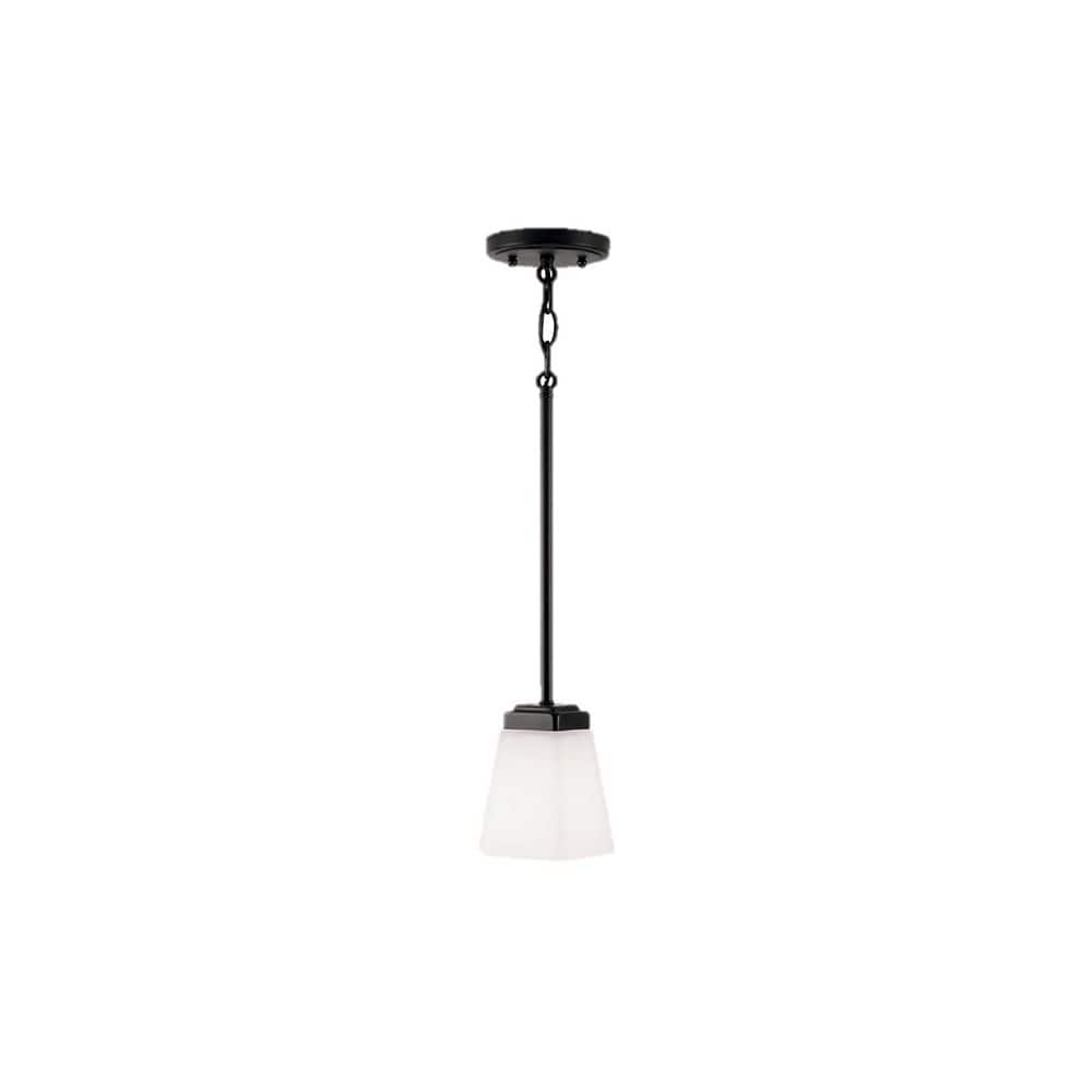 Baxley 5 in. W x 6 in. H 1-Light Pendant in Matte Black with Soft White Glass Shade price history on PriceWatchPro