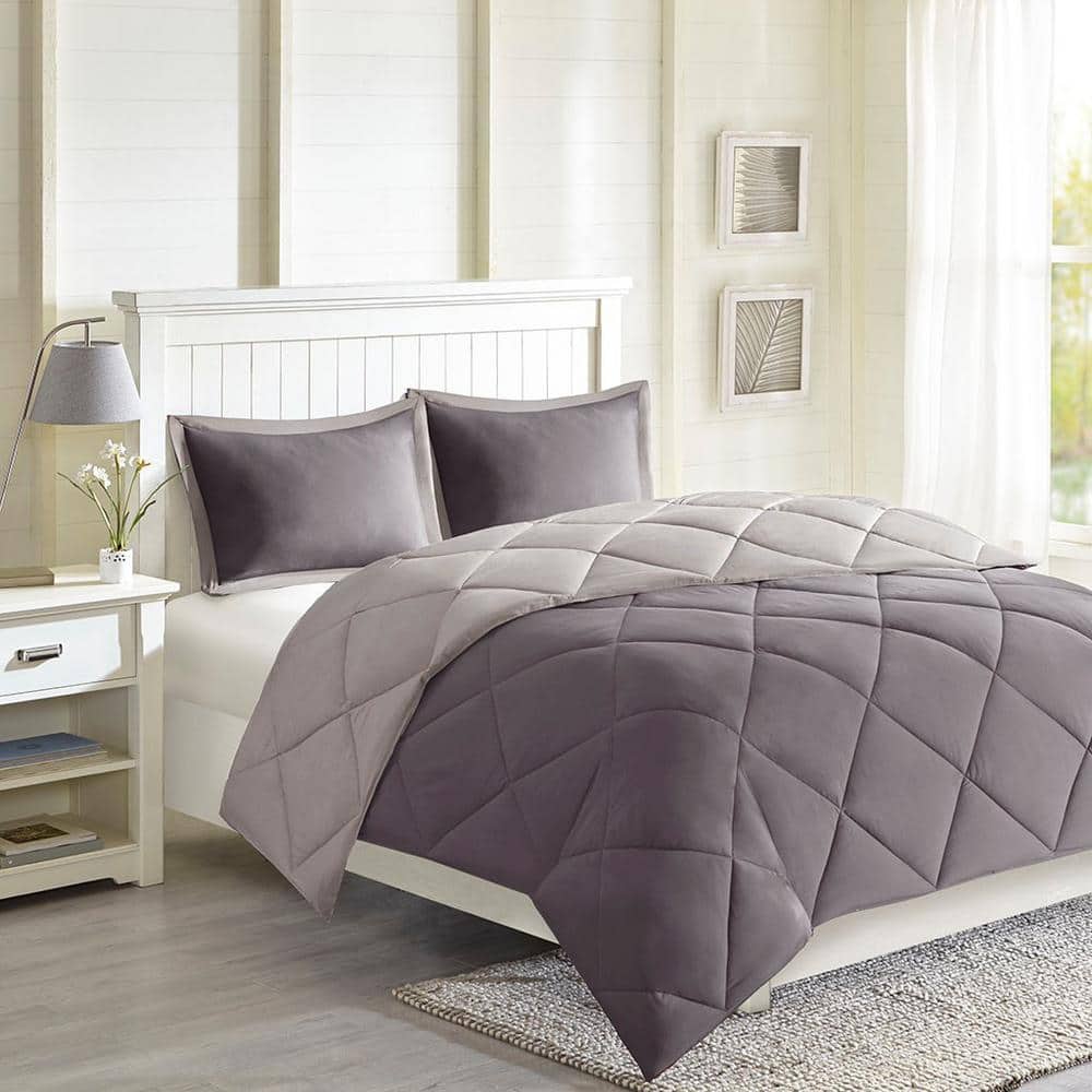 Twin Charcoal/Grey Reversible Down Alternative Comforter Set