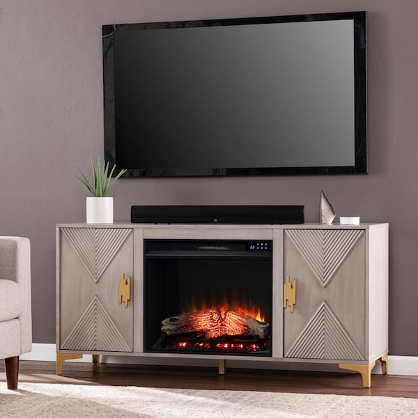 Southern Enterprises Breah 23 in. Touch Panel Electric Fireplace in Gray