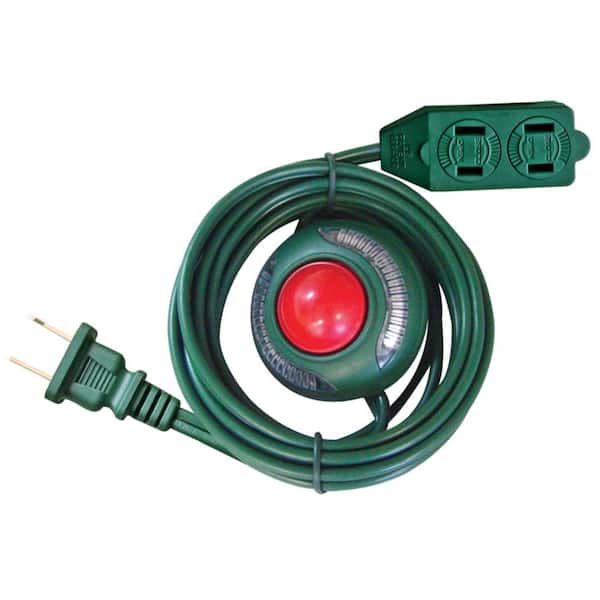 Home Accents Holiday 6 ft. 16/2 3-Outlet Extension Cord with Footswitch, Green
