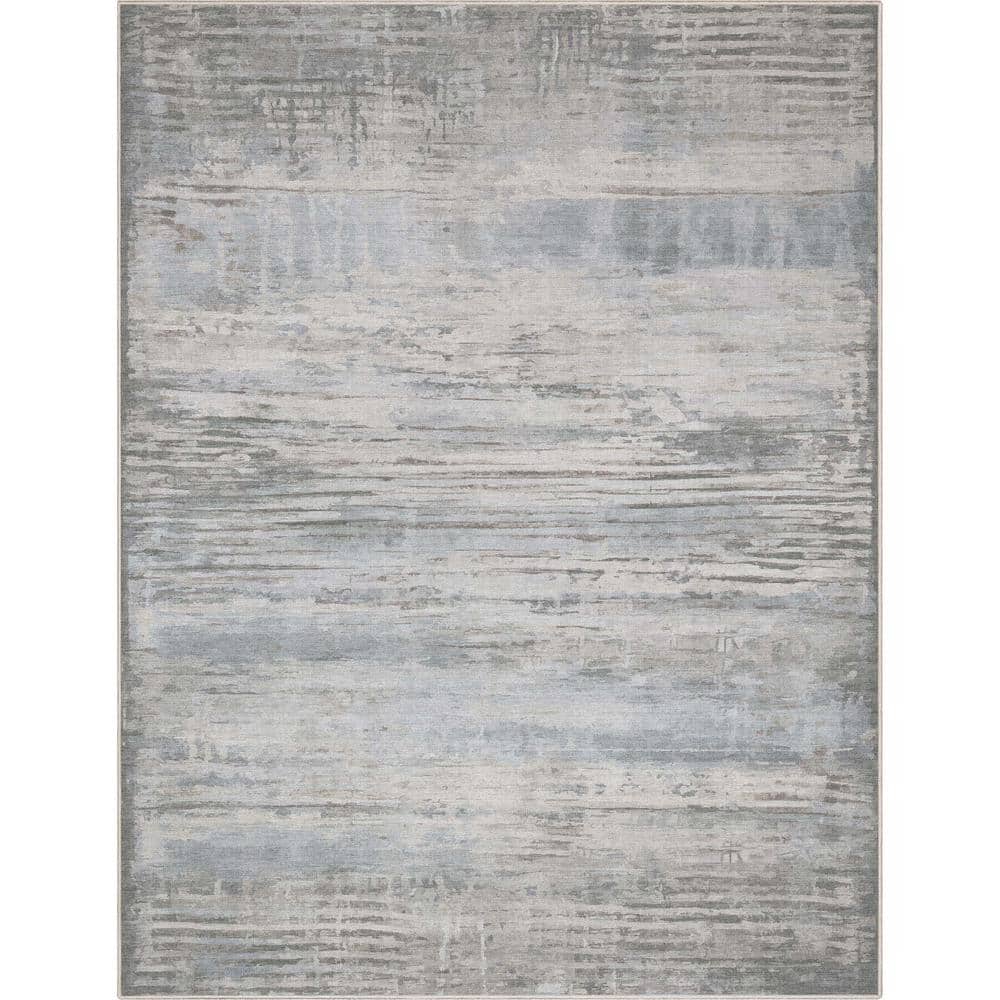 Blue and Beige Abstract Synthetic Flat-Weave 5' x 7' Area Rug