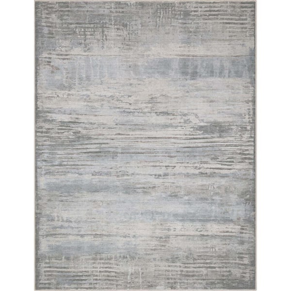 Well Woven Beige Blue 7 ft. 7 in. x 9 ft. 10 in. Flat-Weave Abstract Bauhaus Modern Geometric Lines Area Rug