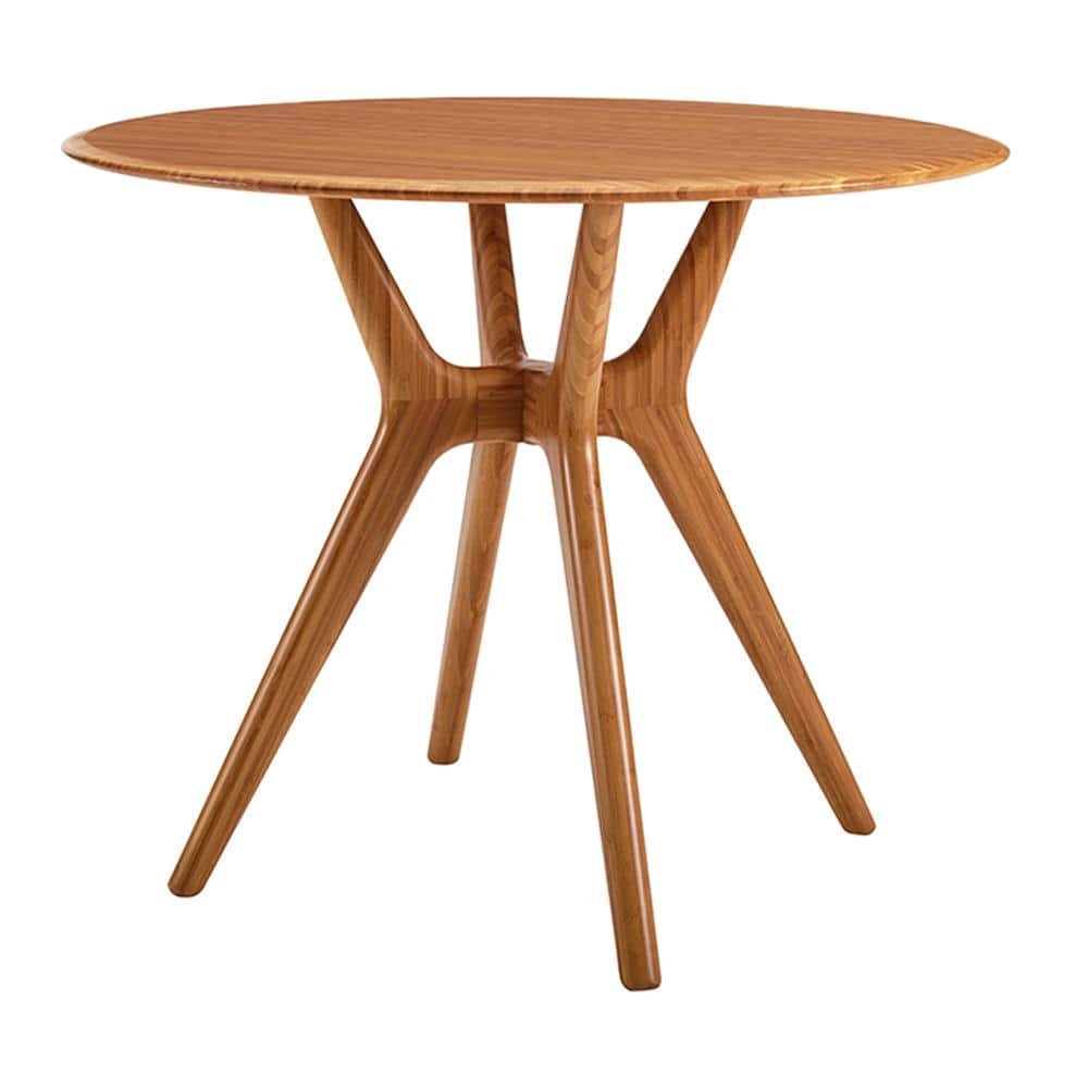 Sitka 36" Amber Round Mid-Century Modern Bamboo Dining Table