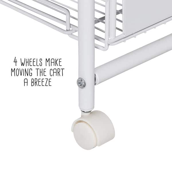 Honey-Can-Do 9.4 in. W x 33.1 in. H White Steel 3-Drawer Rolling Cart