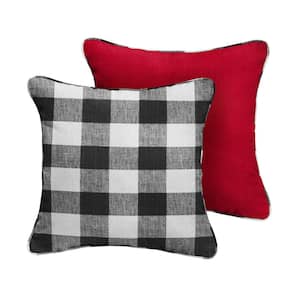 Crimson Red/Black Buffalo Plaid Outdoor Throw Pillows (2-Pack)