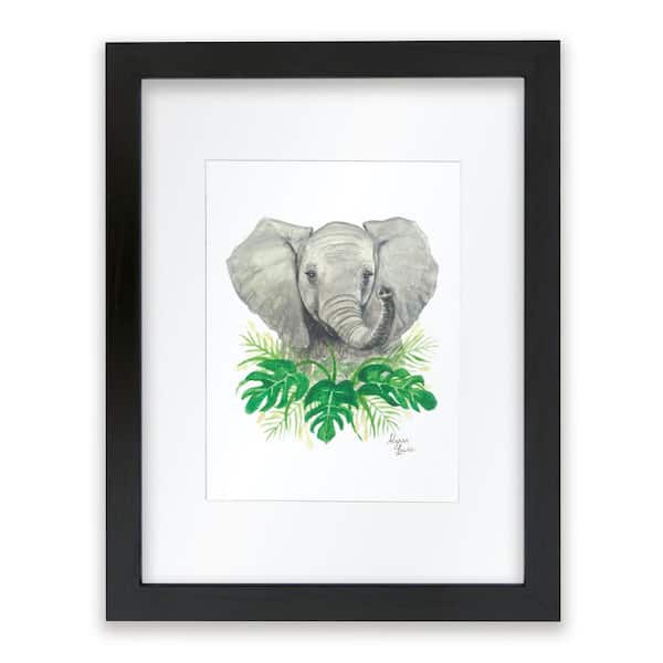 Unbranded Safari Littles "Elephant" by Alyssa Lewis Individual Black Framed with Mat Animal Art Print 24 in. x 18 in.