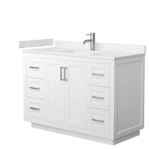 Miranda 48 in. W Single Bath Vanity in White with Cultured Marble Vanity Top in Light-Vein Carrara with White Basin