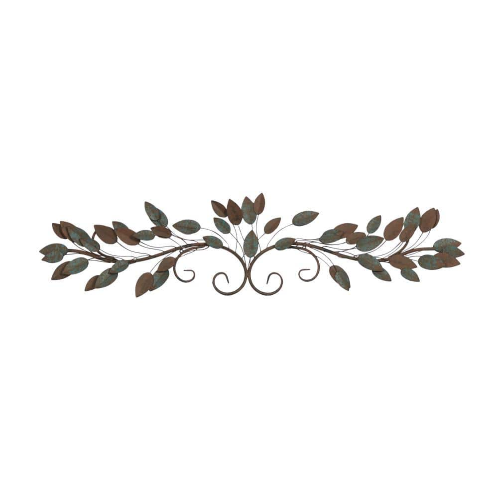 DecMode Blue Metal Leaf Wall Decor