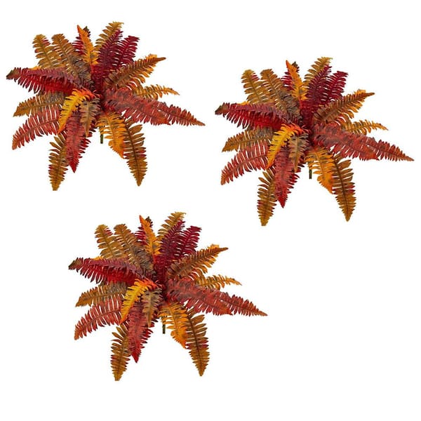 Indoor 20 Autumn Boston Fern Artificial Plant (Set of 3)