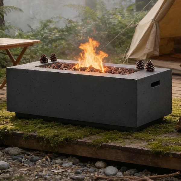 40 in. Dark Grey Rectangular Propane Outdoor Fire Pit