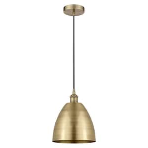 Edison Dome 100-Watt 1-Light Antique Brass Standard Mini Pendant Light with Metal Shade
