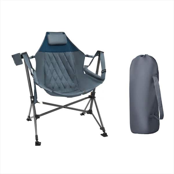 2.58 ft. Blue Portable Folding Hammock Camping Chair with Adjustable Back and Height for Outdoor Lawn, Backyard, Patio