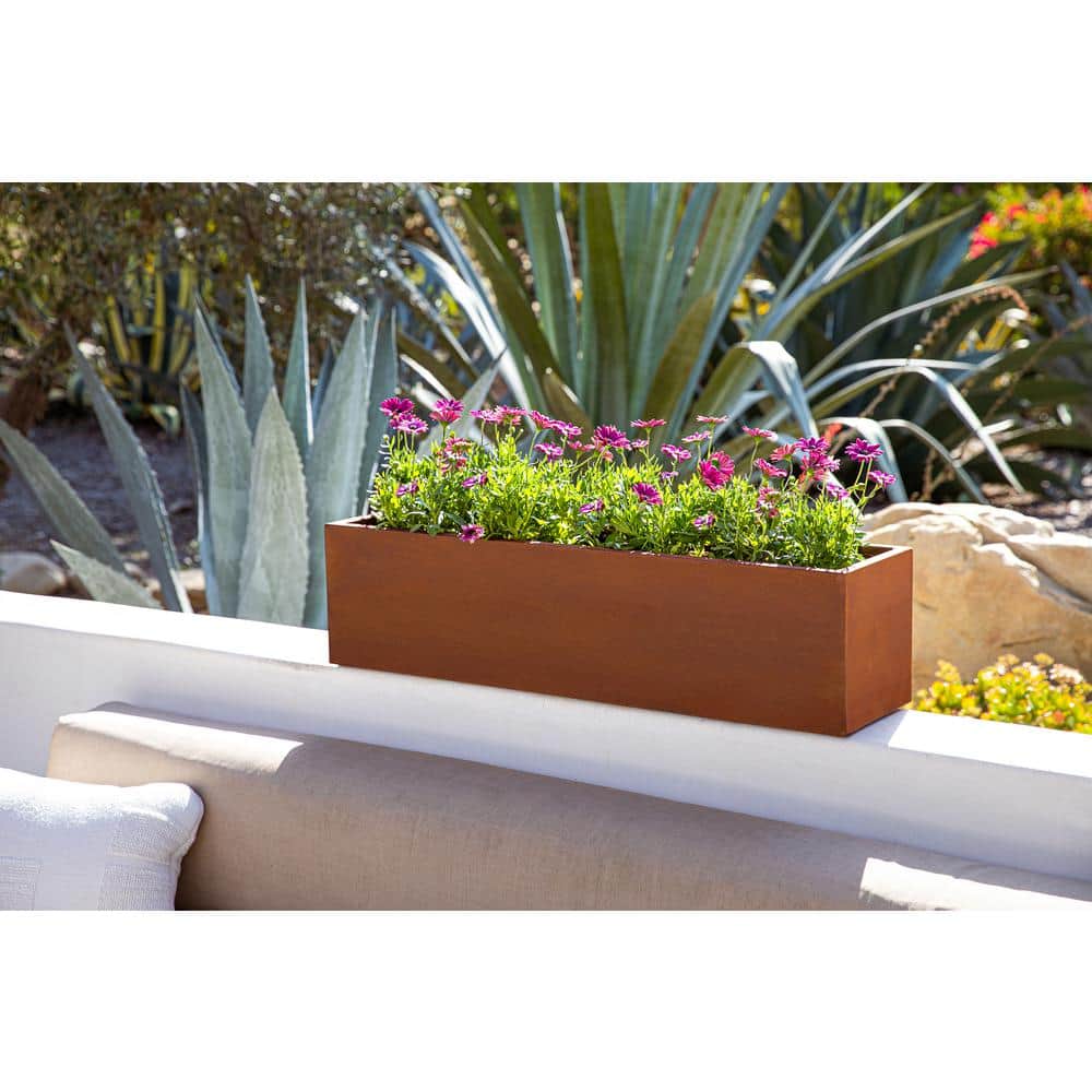 Rustic Corten Steel 36'' Rectangular Window Box Planter
