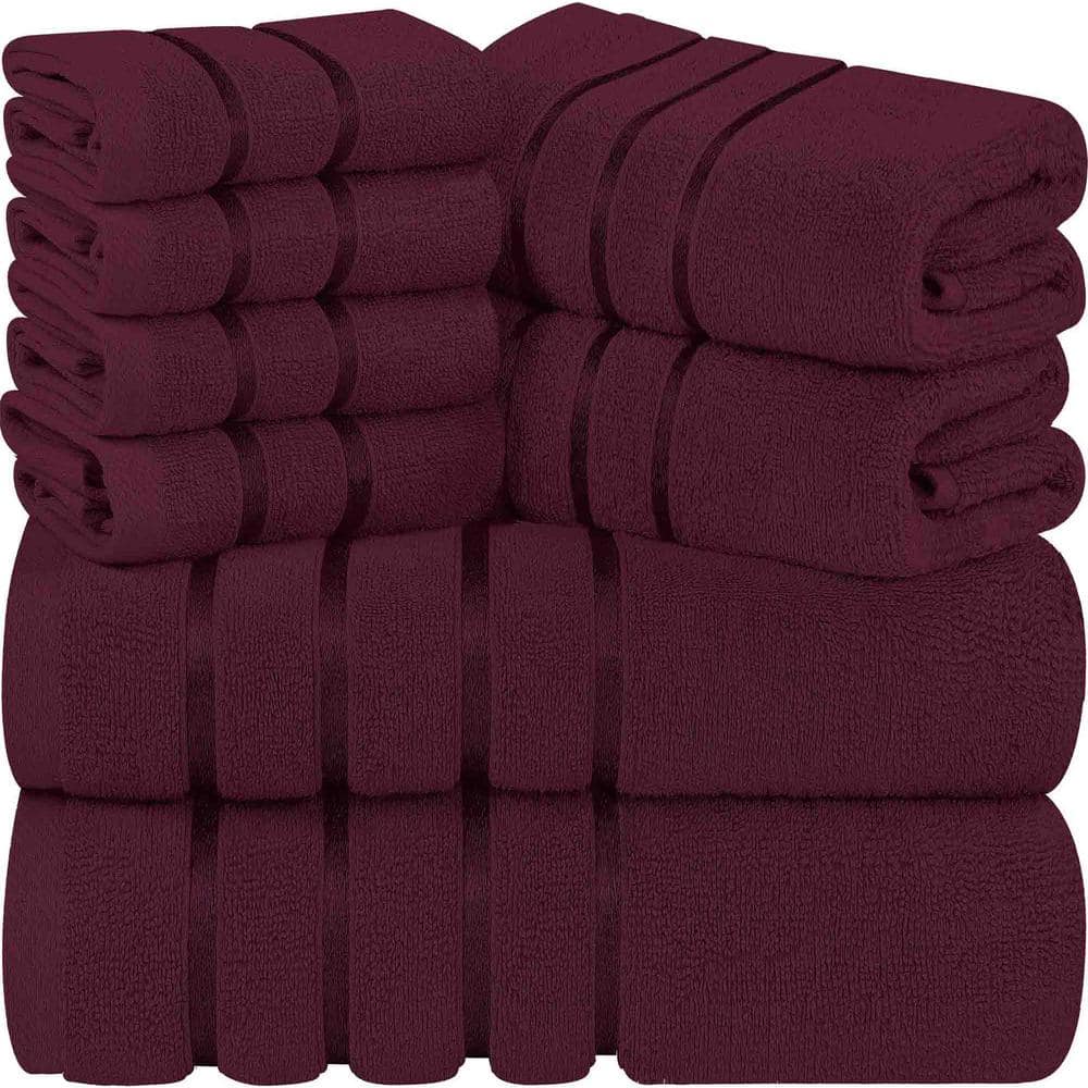 8 Piece Burgundy Luxury Cotton Towel Set TG 2A3654 The Home Depot