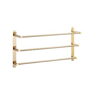 3-Tier Towel Rack Wall Mounted in Brushed Gold