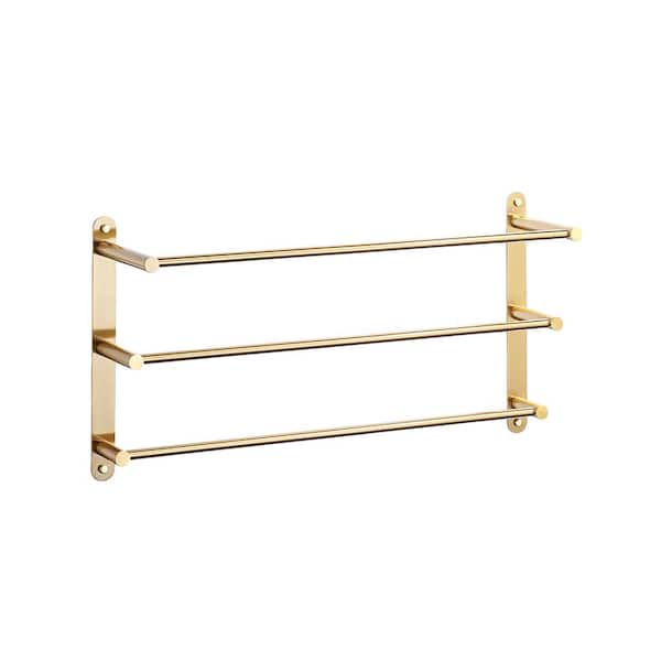 ALEASHA 3-Tier Towel Rack Wall Mounted in Brushed Gold