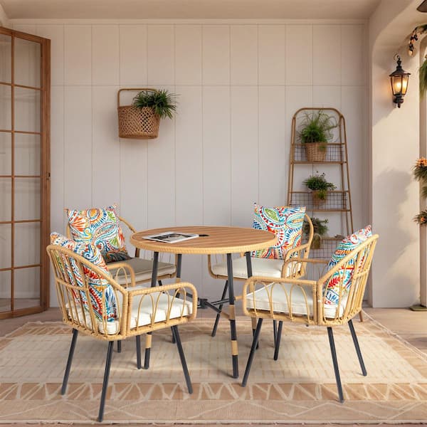 Rope-Woven Metal Outdoor Dining Chair (Set of 4)