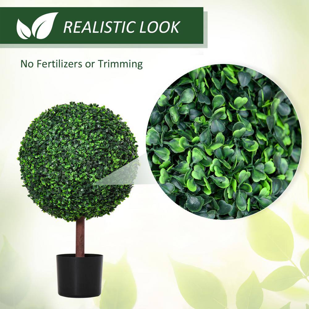 23.5" Green Plastic Boxwood Topiary Ball Tree with Pot