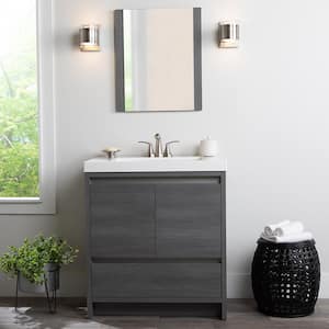 Oakes 31 in. W x 19 in. D x 34 in. H Single Sink Freestanding Bath Vanity in Phantom with White Cultured Marble Top