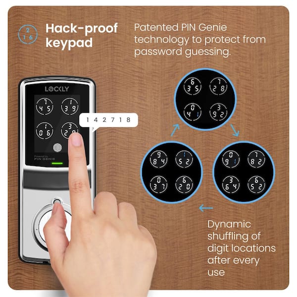 Lockly Model-S Satin Nickel Single-Cylinder Deadbolt Smart Lock with Hack-proof Touchsreen Keypad and Mobile App Control