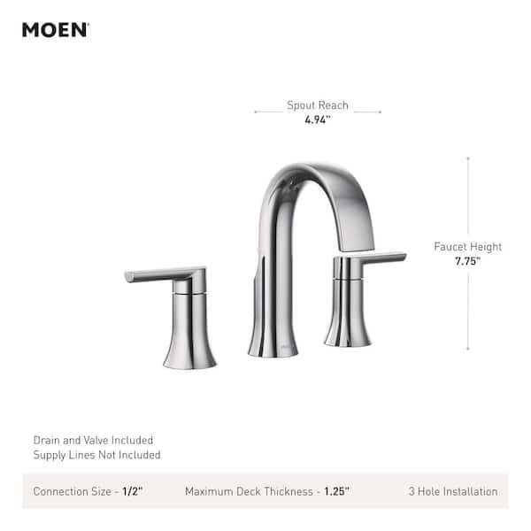 MOEN Doux Brushed Nickel 8 in. Widespread 2-Handle Bathroom Faucet