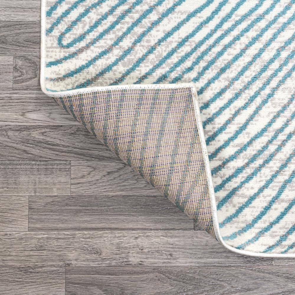 Blue and White Geometric Synthetic Reversible Area Rug