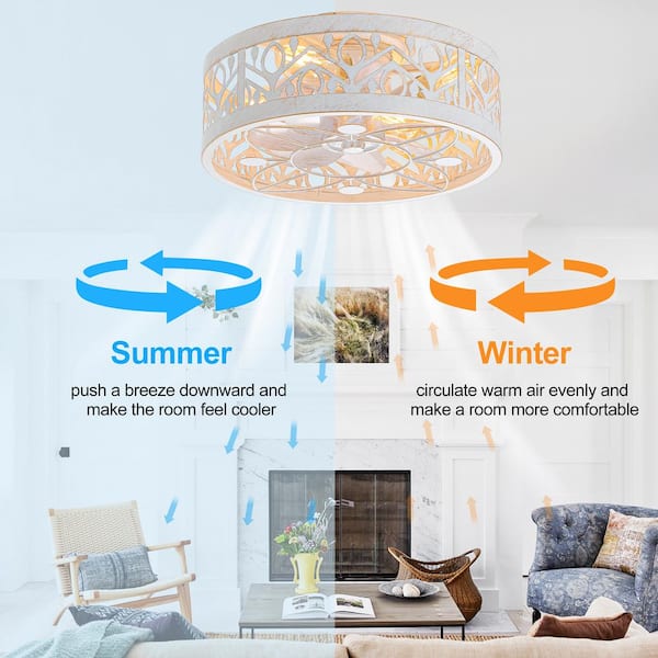 Breezary 16.5 in. Indoor Gold/White Flush Mount Enclosed Ceiling