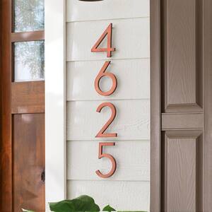 8 in. Antique Copper Aluminum Floating or Flat Modern House Number 4