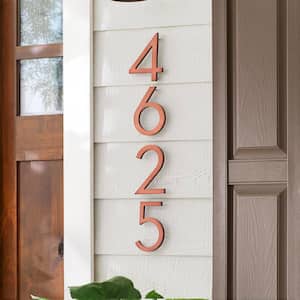 10 in. Antique Copper Aluminum Floating or Flat Modern House Number 4