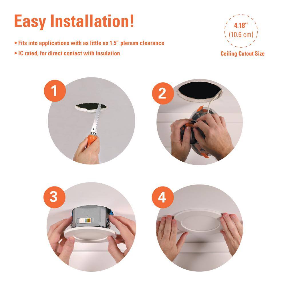White 4-Inch Canless Recessed LED Downlight with JBOX, 12-Pack