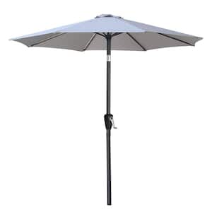 7.5 ft. Aluminum Market Push Button Tilt Patio Umbrella in Light Gray