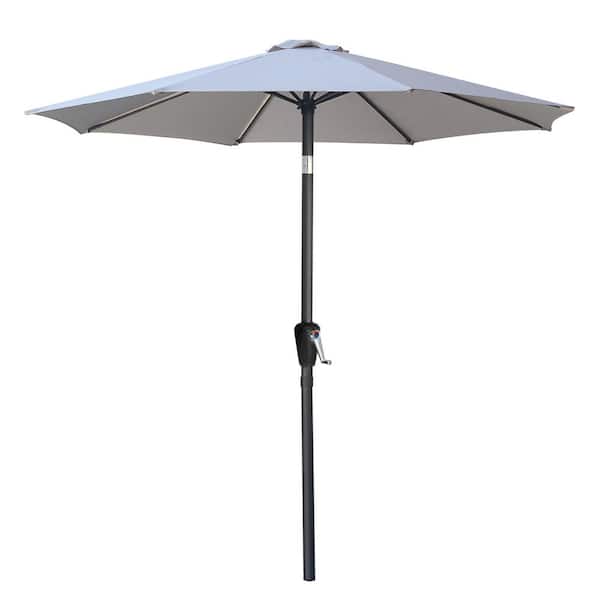 ABCCANOPY 7.5 ft. Aluminum Market Push Button Tilt Patio Umbrella in Light Gray
