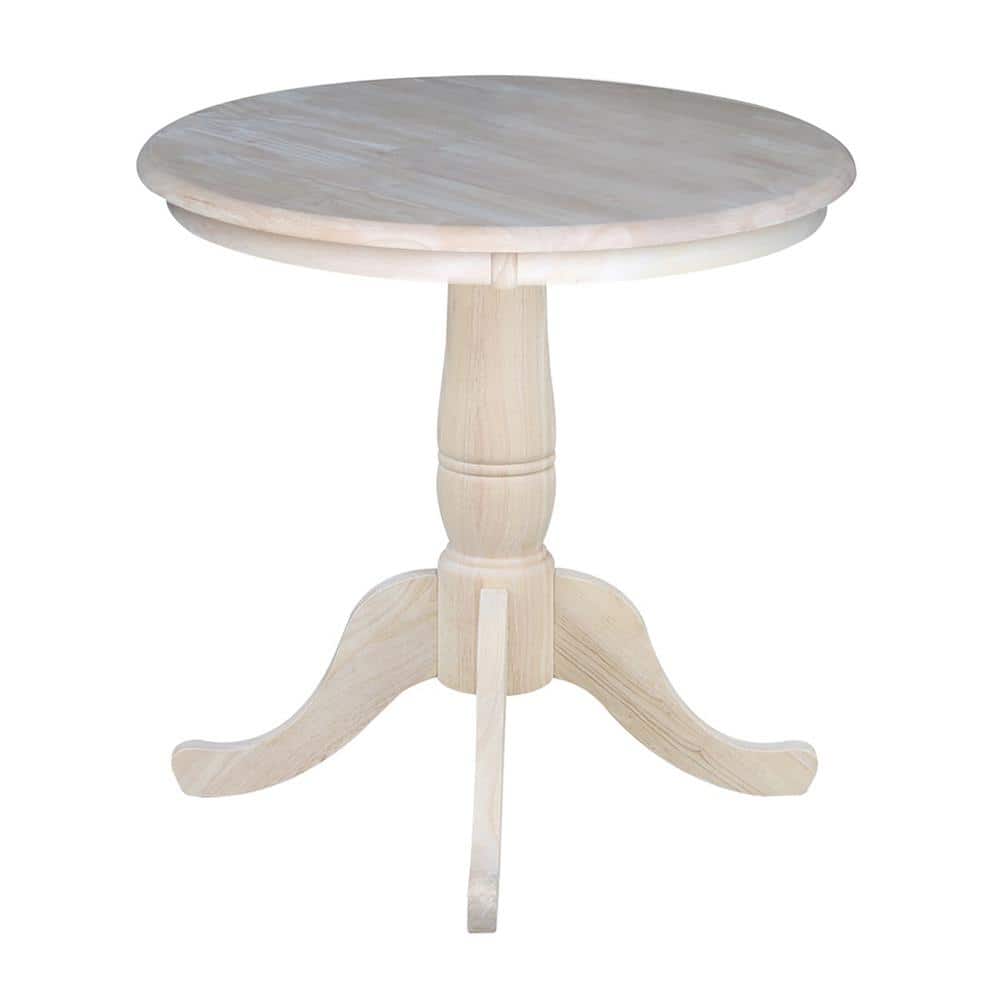 Farmhouse Charm 30" Round Wood Extendable Dining Table, Unfinished