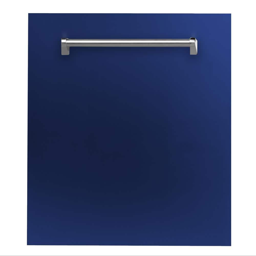 24 in. Top Control 6-Cycle Compact Dishwasher with 2 Racks in Blue Gloss & Traditional Handle