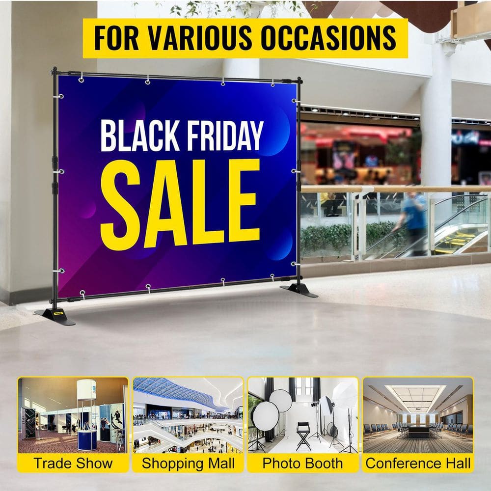 Adjustable Black Aluminum Backdrop Banner Stand with Carrying Bag