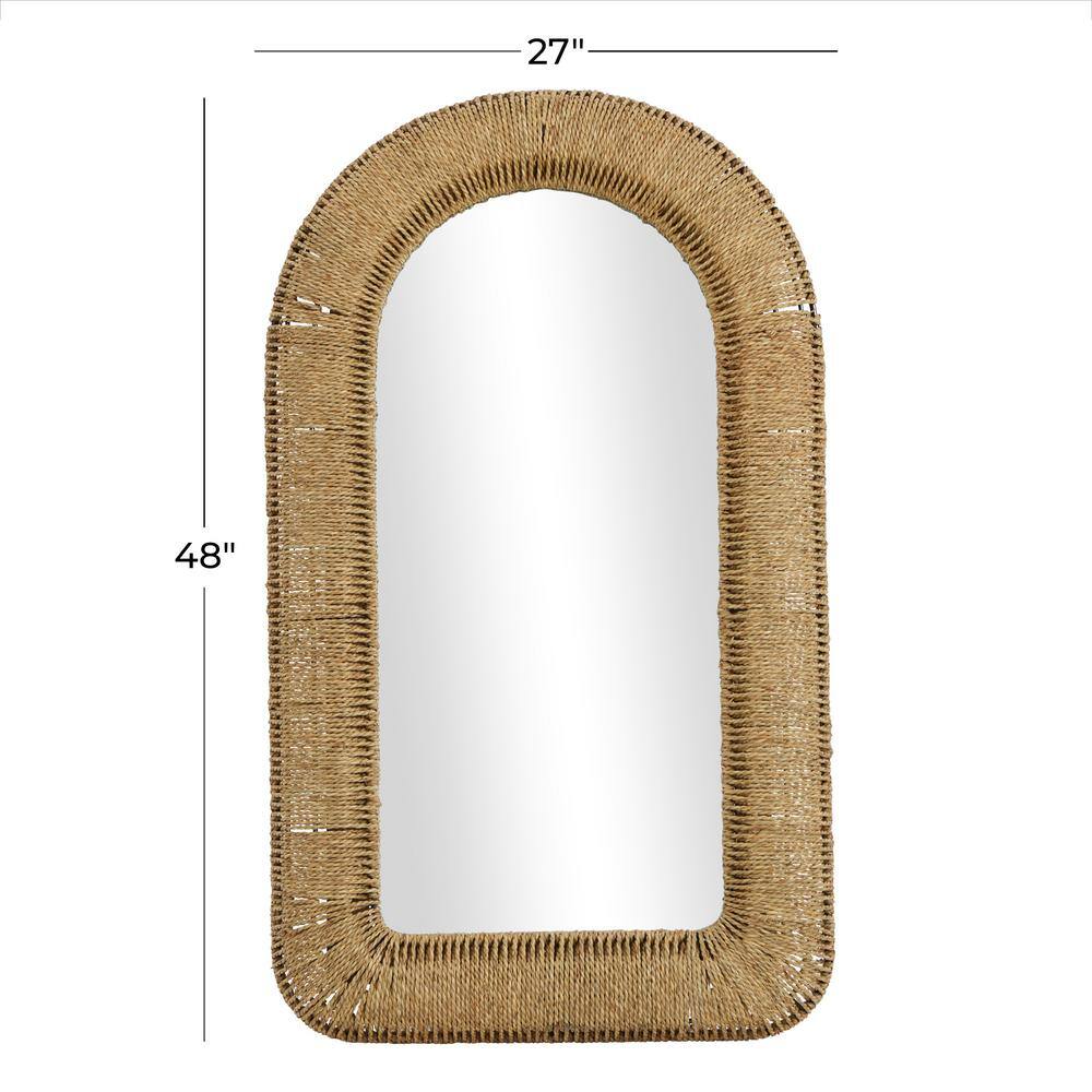 Bohemian Chic Arched Wood Frame Wall Mirror 27" x 48"