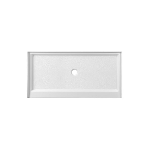 Timeless Home 60 in. x 30 in. Single Threshold Shower Base Pan with Center Drain in Glossy White