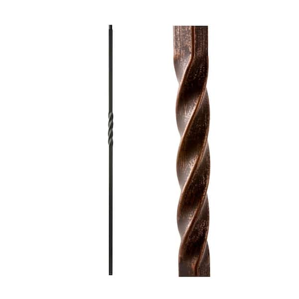 HOUSE OF FORGINGS Oil Rubbed Bronze 34.1.1-T Mega Single Twist Hollow Iron Baluster for Staircase Remodel