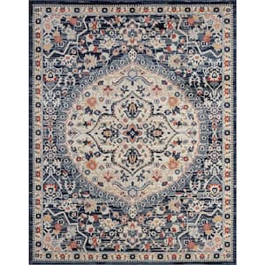 Tuscany Medallion Navy 8 ft. x 10 ft. Indoor Area Rug