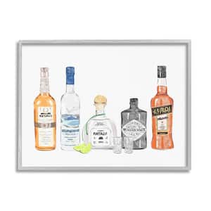 Mixed Bar Liquor Bottles Design by Ziwei Li Framed Food Art Print 30 in. x 24 in.