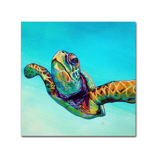 Trademark Fine Art Green Sea Turtle by Corina St. Martin Floater Frame Animal Wall Art 24 in. x 24 in.