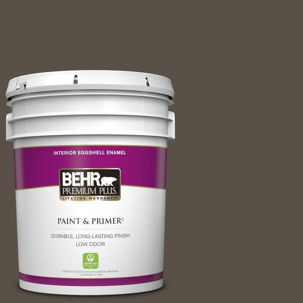 BEHR PREMIUM PLUS 5 gal. #N360-7 Potting Soil Eggshell Enamel Low Odor Interior Paint & Primer