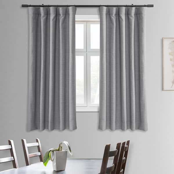 Exclusive Fabrics & Furnishings Vista Grey Rod Pocket Room Darkening Curtain - 50 in. W x 63 in. L (1 Panel)